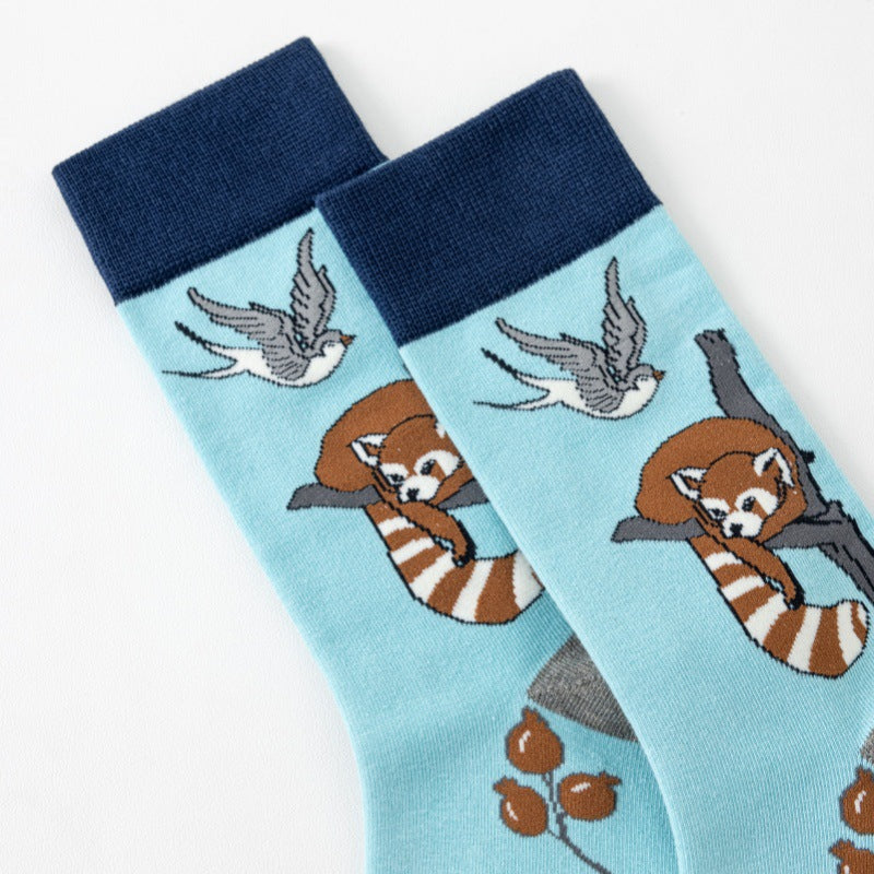 Men's Socks with Animals -  Fox & Bird