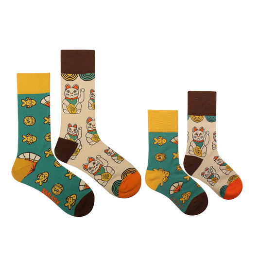 Parent-kid Matching Socks - Lucky Cat