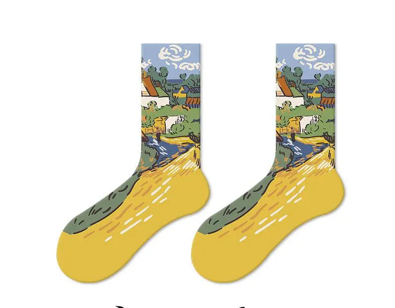 cotton socks with painting 