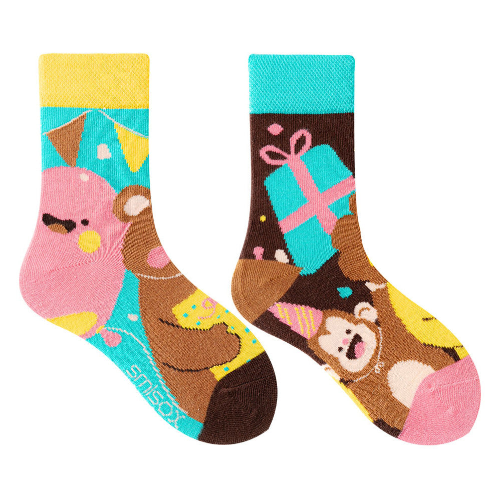 SMLSOX - Kids odd Cotton socks - Birthday Monkey