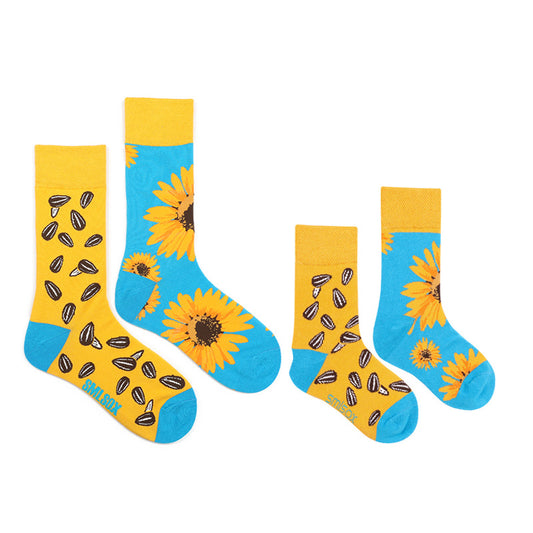 parent-kids matching socks - sunflower 