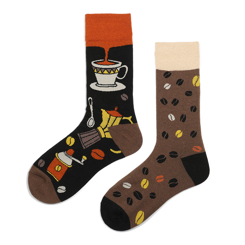 Unisex Cotton Odd Socks - Coffee