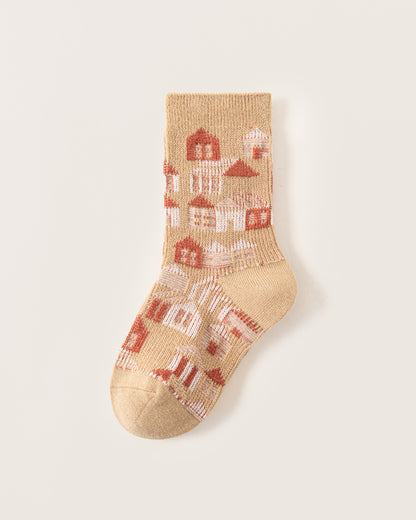 kid's socks - sweet home - Ivory