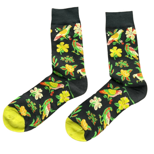 men socks -floral and bird